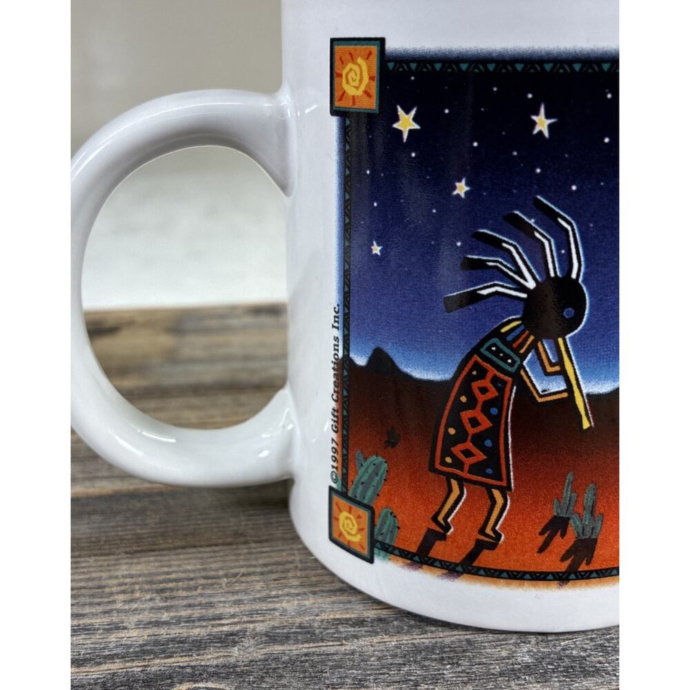 Arizona Kokopelli Souvenir Mug Vintage Navajo 1990’s Southwestern EUC Geometric - Picture 5 of 11